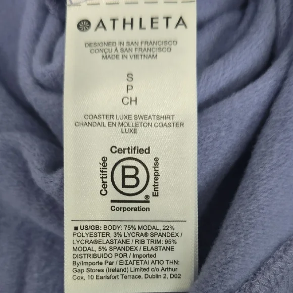 NWT - ATHLETA SERENDIPITY BLUE SOFT Athleta Coaster Luxe Sweatshirt - Picture 13 of 13